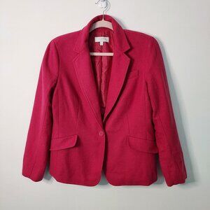 Talbots Wool Blend Single Button Fushia Pink Blazer Size 12P NWOT